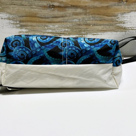 Recycled Sail Cloth Octopus Womens Crossbody Bag Handmade - Picture 3 of 6